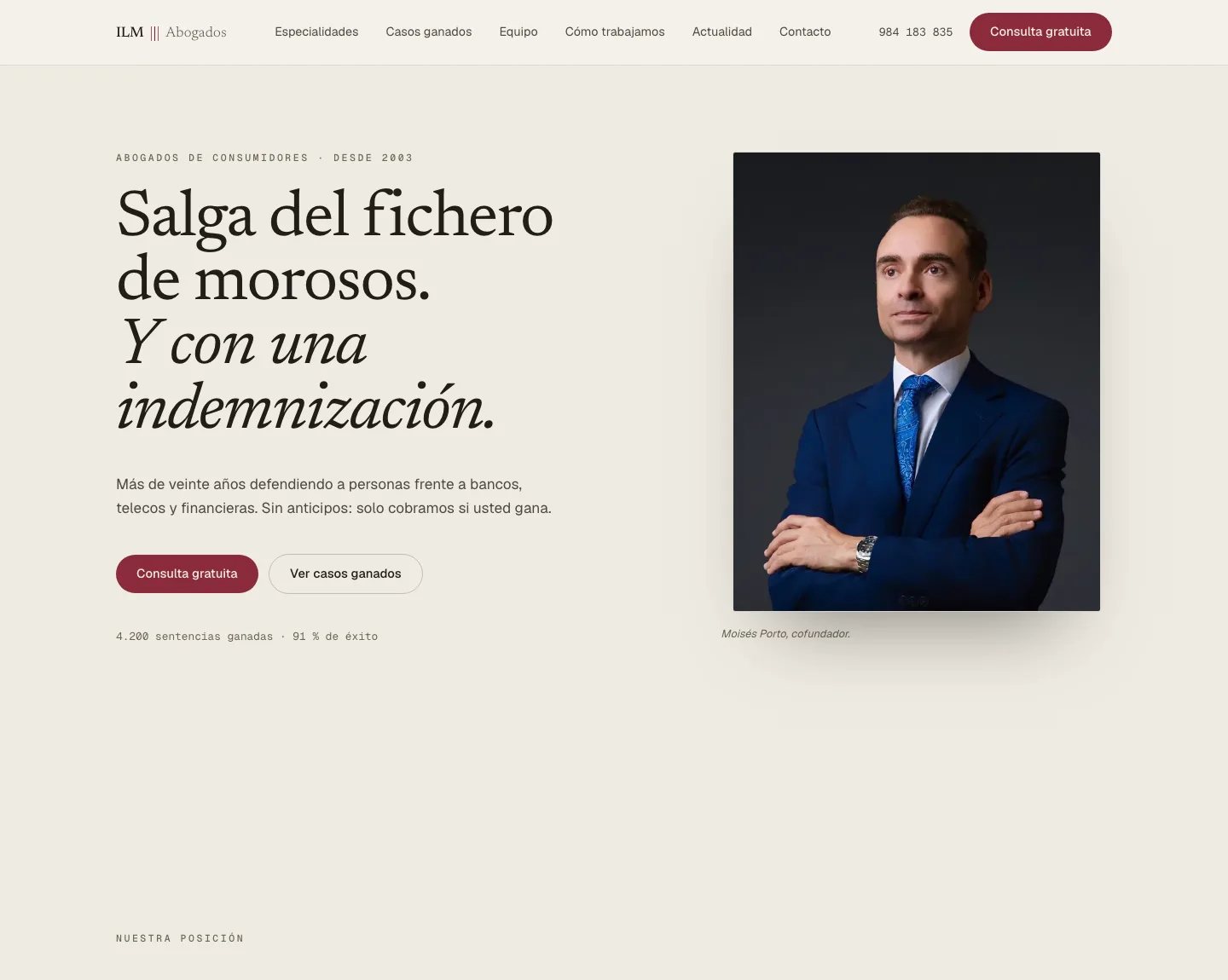 La web de ILM Abogados, diseñada por Aperture